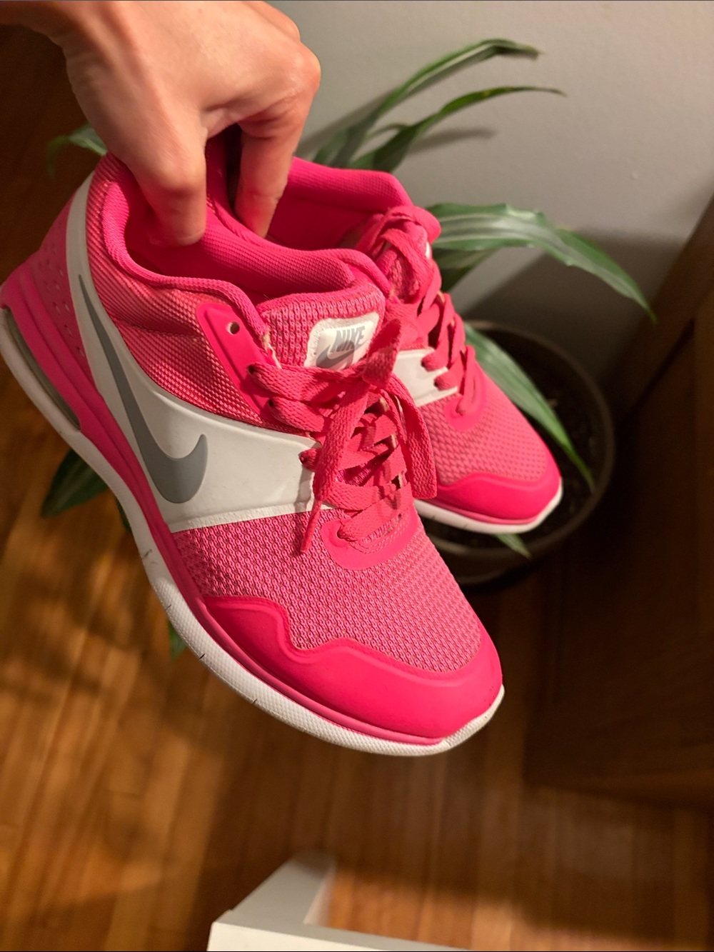 Nike Women’s Hot Pink Athletic Sneakers with Silver Swoosh